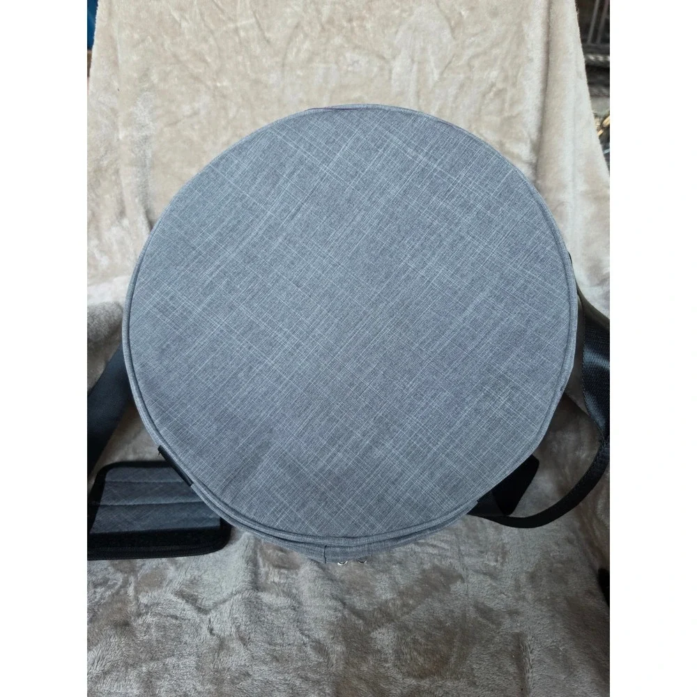 Insulated Double Deck Thermal Food Carrier Bag Grey Round Pie Casserole Tote